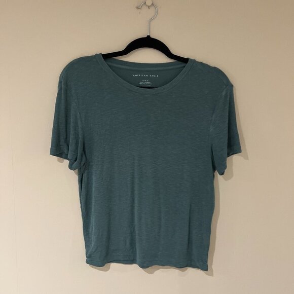 American Eagle Cropped Classic T-Shirt - Medium in Sage Green - Picture 1 of 3